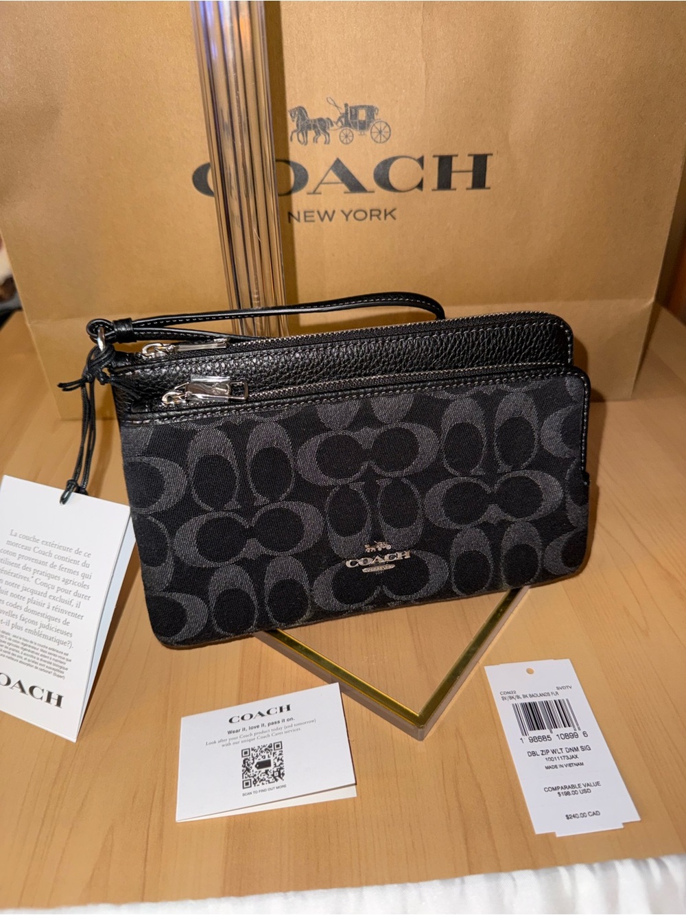 Coach Double Zip Wallet In Signature Denim